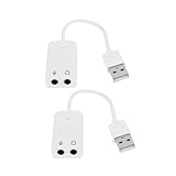 Operitacx 2Stücke Externe USB Soundkarte Unabhängiger Audio Adapter Langlebig Praktisch mit Geräuschreduzierung für Laptops Desktop