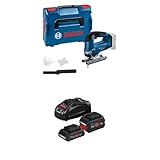Bosch Professional Stichsäge GST 18V-125 B (mit Bügelhandgriff, Neigungsschnitte bis zu einem Winkel von 45°) + Akku Starter-Set: 1x ProCORE18V 4.0Ah Akku + 1x ProCORE18V 5.5Ah Akku + GAL 1880 CV