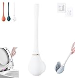 Alulayu Flexible Toilettenbürste Aus Silikon, Silikon Klobürste Mit Flachem Und Biegsamem Kopf, Moderne WC Bürste Für Die Wandmontage Ohne Bohren Mit Chnell Trocknendem Ständer,（Weiß）