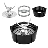 Mixer-Ersatzteile für Oster, Mixer-Eisklinge mit Behälter-Basiskappe und 2 Gummi-O-Ring-Dichtungsdichtungen Kompatibel mit Oster Osterizer Mixern Zubehö