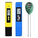 LOLPALONE 3 Pack Ph Meter Tds Ppm Meter und 3 im 1 Boden Ph Tester Ph/Ec Digital Kit für Haus, Garten, Rasen, B