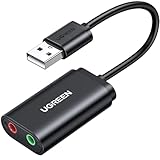 UGREEN Externe Soundkarte Klinke USB Adapter für Computer, PS5, PS4, Audio Stereo Adapter External Sound Card (Schwarz)
