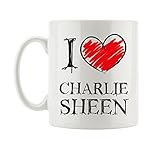 Pixxprint I Love Charlie Sheen Fun Tasse, ca. 300ml Fassungsvermögen, Keramik Weiß, Spü