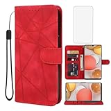 Wanyuexes Schutzhülle für Galaxy A42 5G, Samsung M42 5G A426U, Brieftaschen-Schutzhülle mit gehärtetem Glas, Hautgefühl, Leder-Klapphülle, Kreditkartenhalter, Ständer, Handyhülle für Samsung Galaxy