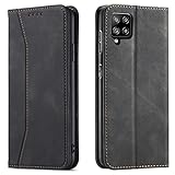 OKZone Kompatibel mit Samsung Galaxy A42 5G Hülle, Magnet Leder Tasche Handyhülle, Kartenfächer Schutzhülle, [Premium PU Leder] Flip Klappbare Stoßfeste Magnetische Standfunktion (Schwarz)