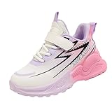 YANFJHV Mädchen Blinkschuhe Children Sports Shoes Girls Boys Flat Sole Thick Sole Non Slip Comfortable Casual (Purple, 28 Little Child)