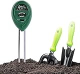 Bodentester, Boden-pH-Messer 3-in-1 Bodentester-Set für Feuchtigkeit, Licht und pH, Boden Feuchtigkeit Meter für Pflanzenerde, Garten, Bauernhof, Rasen, kein B