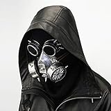 FOLOSAFENAR Halloween-Gesichtsmaske, Skelett-Krieger-Totenmaske, Atmungsaktiv für Maskerade (Silber)