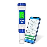 YIYEGO Bluetooth pH Messgerät Wasser, 5-In-1 Salzgehalt TDS EC Temperatur pH Tester mit ACT, Wasserdichtes IP67 pH Wert Messgerät, pH Meter für Haushalt Trinken, Pool, Schwimmb