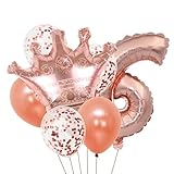 Luftballon Geburtstag Roségold, Geburtstagsdeko Mädchen, Krone Ballon Geburtstag, Geburtstagsdeko Mädchen, Happy Birthday Folienballon, Ballon Deko zum Geburtstag Mädchen (6 Jahr)