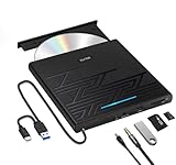 NOLYTH Externes DVD Laufwerk Extern USB 3.0 Type-C Tragbar CD/DVD RW Brenner mit USB/SD/TF Port & Audio Out, Externe CD Laufwerk Player für Laptop PC Windows 11/10 Mac MacBook iM
