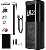 Bestyks Elektrische Luftpumpe 12V 6000mAh Wiederaufladbarer Autoreifen Pumpe 150 Psi Elektrischer Kompressor Fahrradpumpe mit USB/LED-Licht für Auto Fahrrad Motorrad BäLle,USB-Powerbank Multifunk