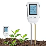 Mcbazel 3 in 1 pH Bodentestgerät, Säure-Basen-Bodentest, Erkennung von Temperatur, Feuchtigkeit und Feuchtigkeitstester mit hintergrundbeleuchtetem LCD-Display, kompatibel mit Gartenarbeit/Topfp