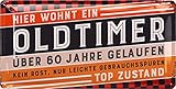 LANOLU Retro Blechschild 60 Geburtstag Schild - 60 JAHRE OLDTIMER - Alternative zur Geburtstagskarte 60 - witziges Geschenk 60 Geburtstag Mann - Metallschild, 17x34