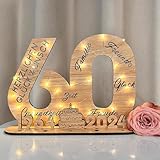 YUNLI Holz-Schild Gästebuch, 60 Geburtstag Frauen & Männer, 60 Geburtstag Jubiläum, 2024 Holzschild Gästebuch Geburtstag als Personalisierbares Geschenk, Deko Zahlen 60 Jahre mit J