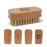 WALDKRAFT Kinder-Nagelbürste Blackforest | Hochwertige Nagel-Bürste für Kinderhände aus Buchenholz | vier versch. Tiermotive (4er Set | Fuchs, Hase, Igel, Reh, Naturborsten)