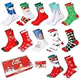 Weihnachtssocken Kuschelsocken Damen Weihnachtsmotiv Weihnachten Festlicher Baumwolle Adventskalender Socken Kinder Christmas Sock Decorations Lustige Winter Warme Bett Socken Geschenke F