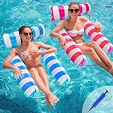 MLRYH 2 Stück Luftmatratze Pool, Pool Spielzeug 4 In 1 Aufblasbare Wasserspielzeug Pool Zubehör, Pool Aufblasbar Wasser Hängematte für Sessel Matratzen Sitz Schwimmmatratze mit Infloator-Pump